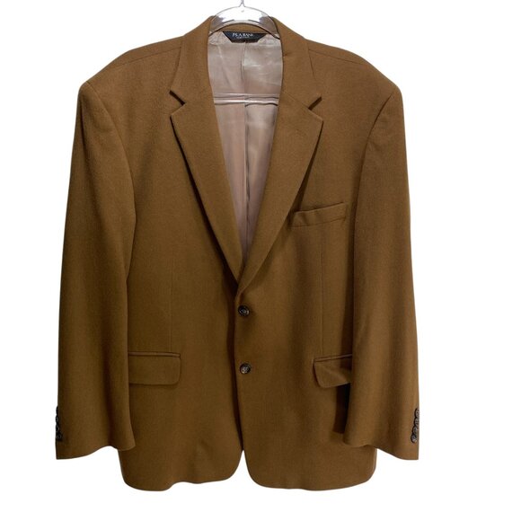 JoS A Bank Wool Cashmere Suit Sport Coat Mens Tan Brown 46R Academia 2 Button